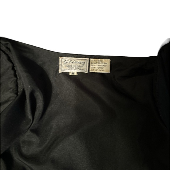 Vintage Stenay Beaded Sequin Silk Jacket Long Sleeve Black Hook & Eye Small - Picture 5 of 6